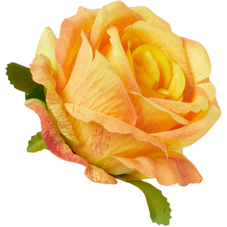 [68b56005] Róża główka wyrobowa 10cm żółta cieniowana