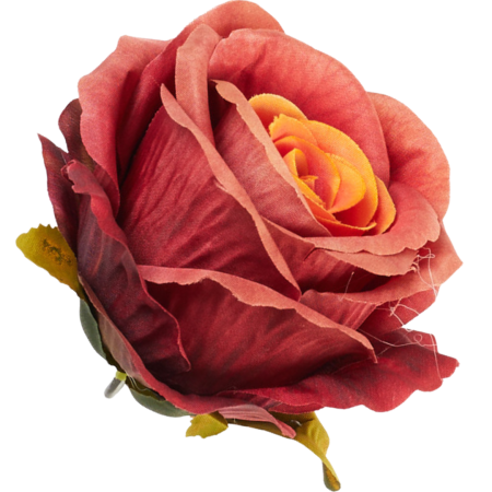 [68b56039] Róża główka wyrobowa 10cm ceglano-pomarańczowa cieniowana