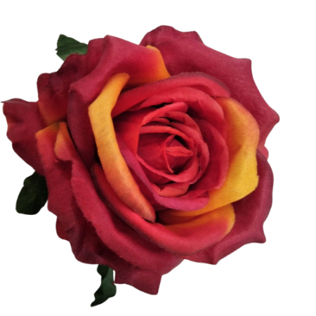 [68b53113] Róża główka wyrobowa 10cm bordowo-żółta