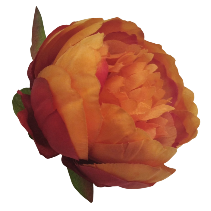 [wb50018] Główka kwiatowa peonia 8cm czerwonopomarańczowa