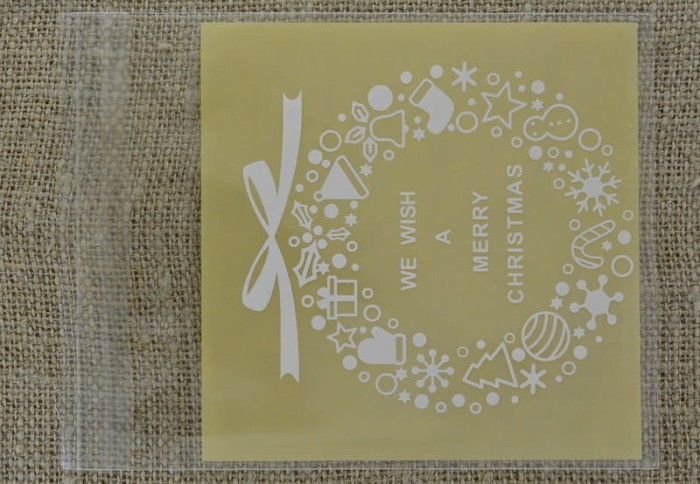  [ś07351] Torebki foliowe z paskiem kleju stroik "WE WISH A MERRY CHRISTMAS" 