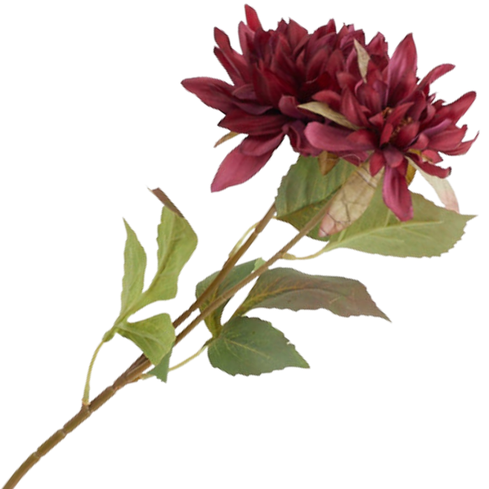 [68a10712] Gałązka kwiatowa dalia 63cm burgundowa