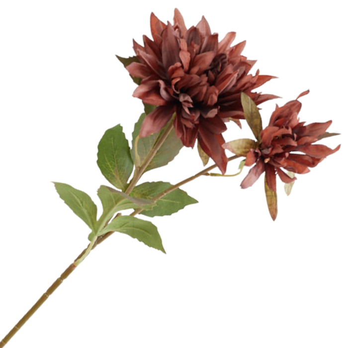 [68a10713] Gałązka kwiatowa dalia 63cm brązowa