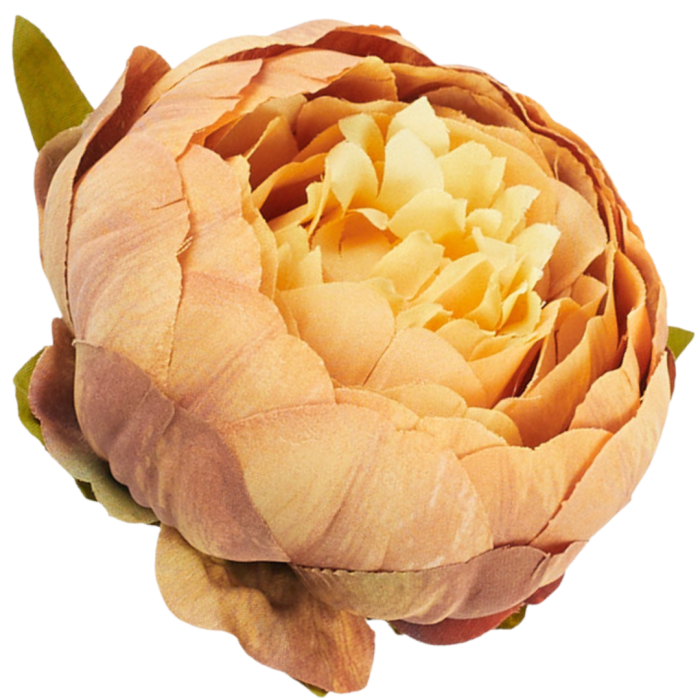 [wb3913] Główka kwiatowa peonia 9cm żółto- brązowa