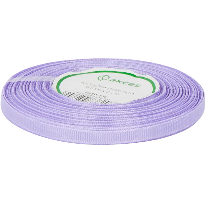 Wstążka rypsowa 6mm 22mb lawendowa jasna