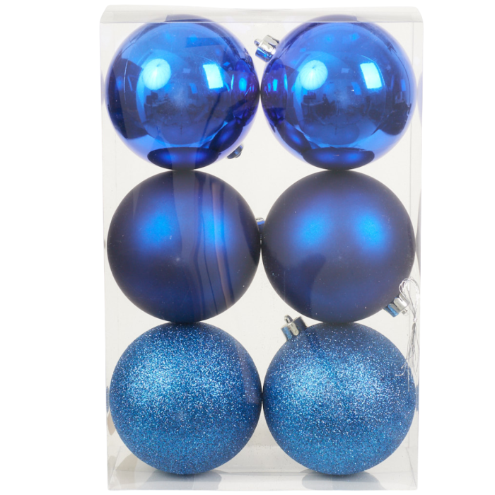 [67xv0804] Bombki nietłukące mix odcieni 10cm 6szt granatowe