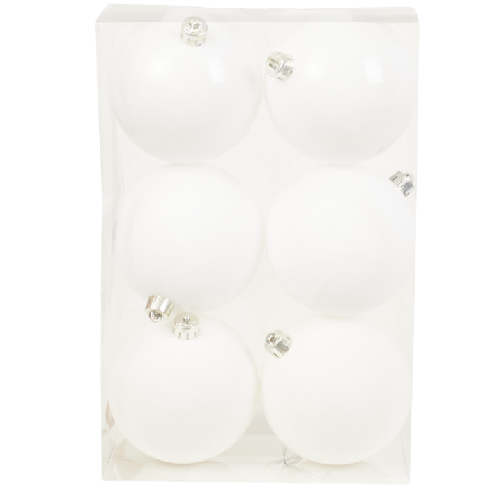 [67xv0805] Bombki nietłukące mix odcieni 10cm 6szt białe