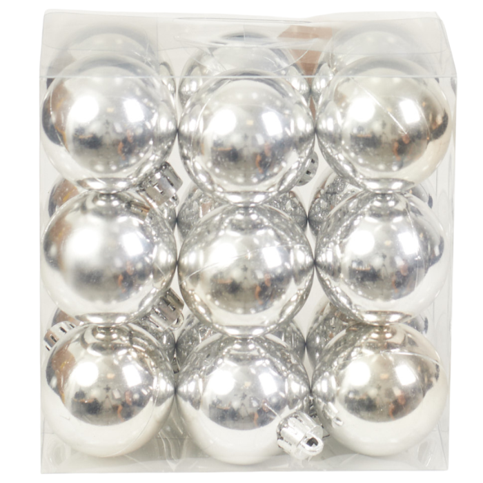 [67xv1301] Bombki nietłukące błyszczące srebrne 4cm 18szt