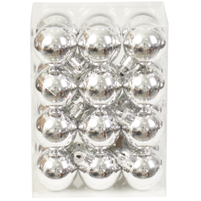 [67xv1201] Bombki nietłukące błyszczące srebrne 3cm 24szt