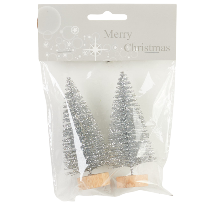 [68xo2201] Choinka srebrna na pieńku XXXcm 2szt