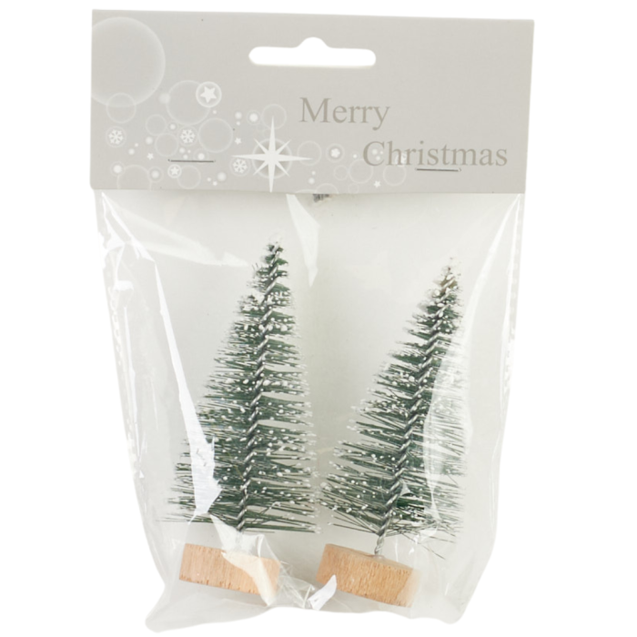 [68xo2203] Choinka zielona ośnieżona na pieńku XXXcm 2szt