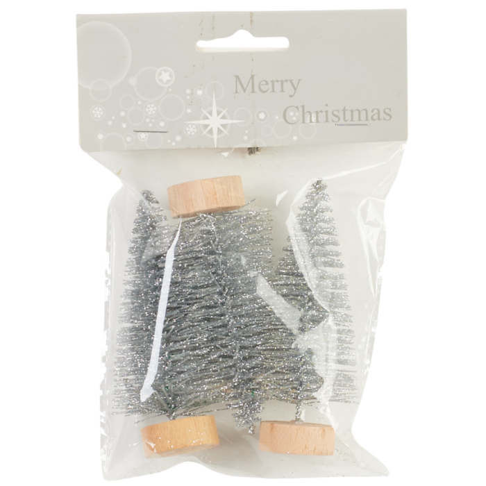 [68xo2301] Choinka srebrna na pieńku XXXcm 3szt