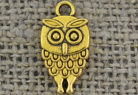[20793] Zawieszka mała sowa w kolorze złotym 2szt