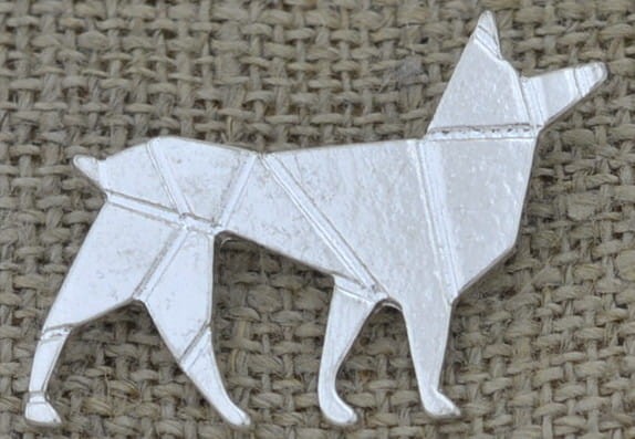 Łącznik ozdobny piesek origami kolor srebrny