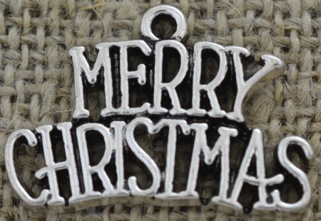 [ś07418] Zawieszka MERRY CHRISTMAS 17*25mm srebrna