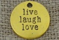Zawieszka mała moneta "live laugh love" kolor złota