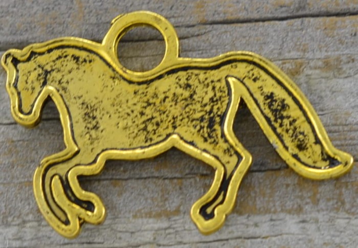 20775 Zawieszka mała konik w kolorze złotym 2szt