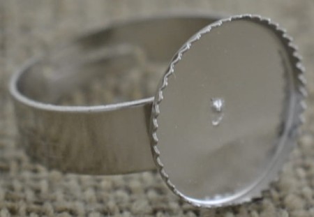 [50355] Baza pierścionka srebrna kaboszon 14mm 2szt