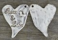 30839 Zawieszka duża serce PEACE & LOVE w kolorze starego srebra