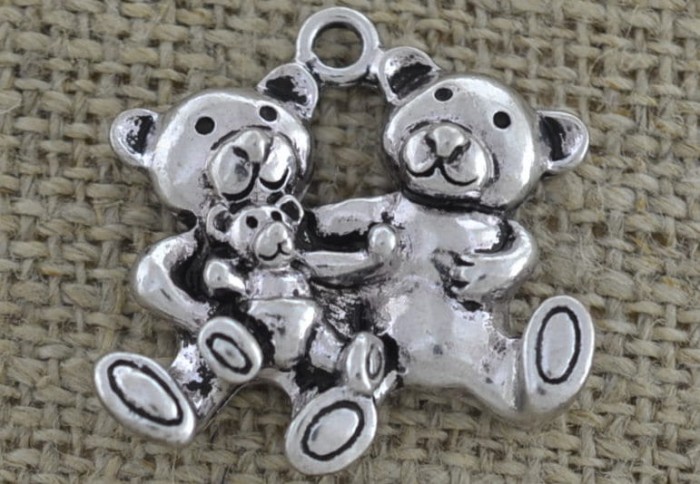 Zawieszka rodzinka misiów kolor srebra