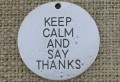 Zawieszka "KEEP CALM AND SAY THANKS" kolor srebrny