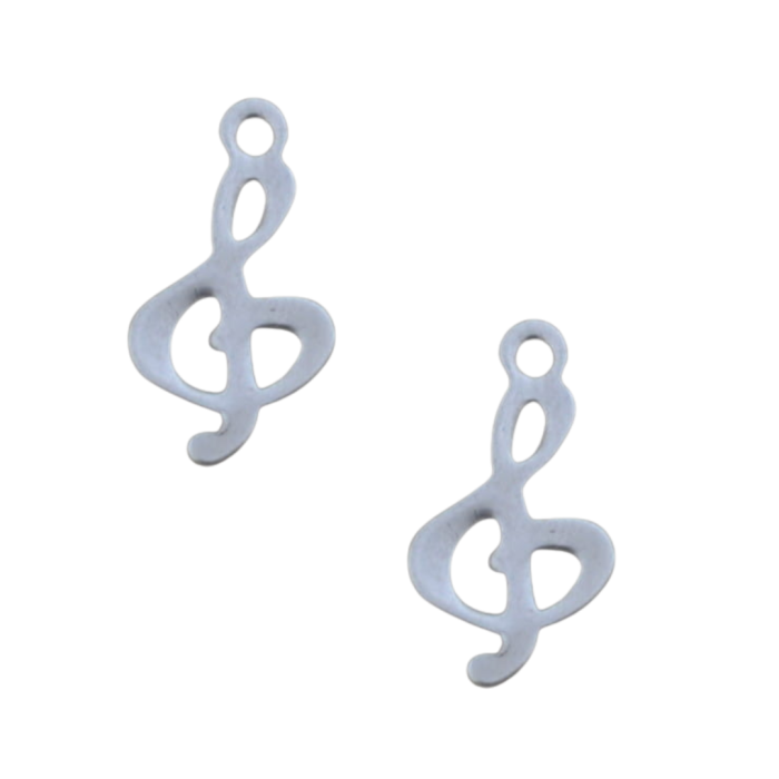 [30729] Zawieszka ze stali nierdzewnej klucz wiolinowy 2szt