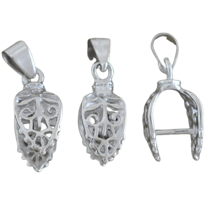 [57162] Krawatka ażurowa z uchwytem 24mm srebrna