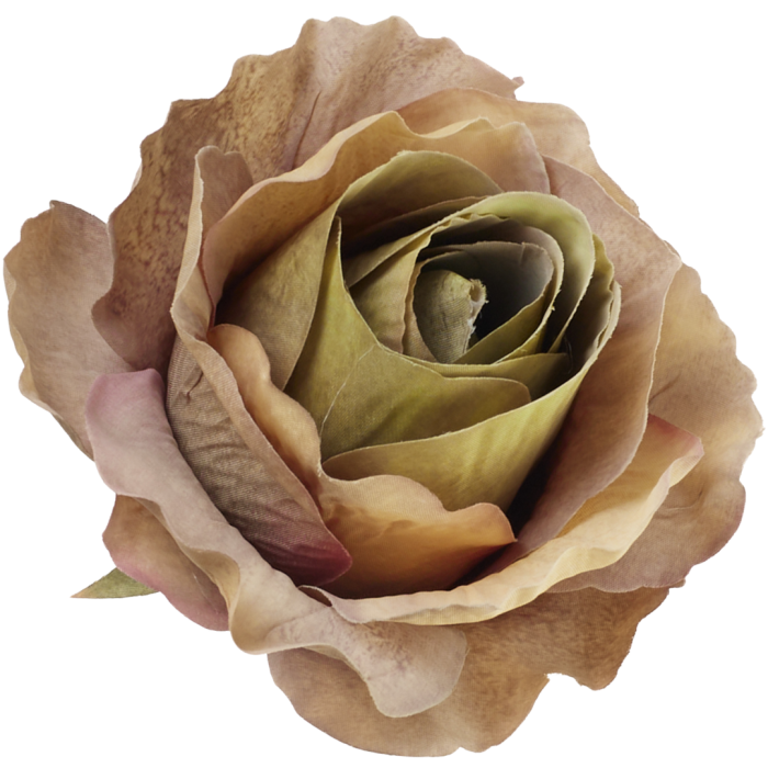 [68b72013] Róża główka wyrobowa 10cm brązowo- zielona