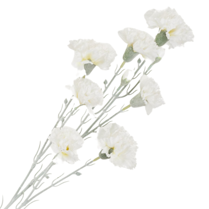 [68b7301] Gałązka kwiatowa goździk satynowy 72cm biały