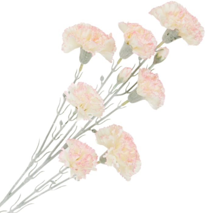 [68b7303] Gałązka kwiatowa goździk satynowy 72cm kremowo- jasnoróżowy