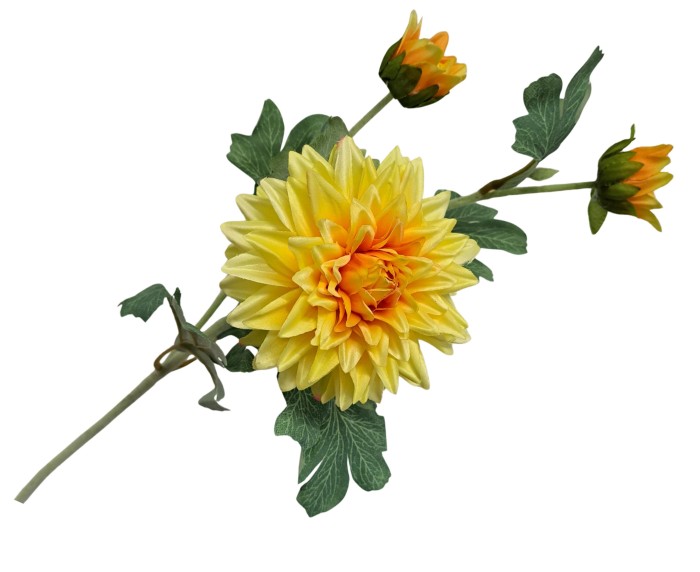 [68tg0604] Gałązka kwiatowa dalia żółta 62cm