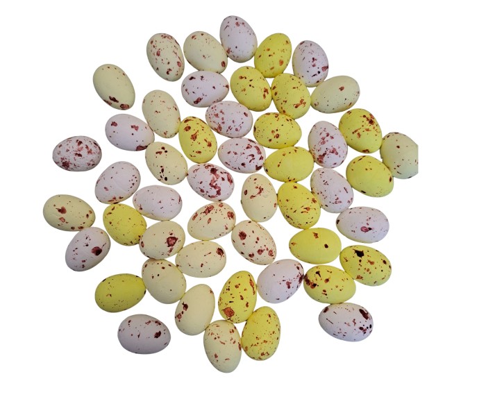 [w11816] Jajka styropianowe nakrapiane 18x25mm biało-żółte 50szt