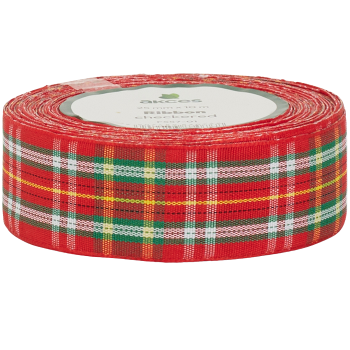 [8d255701] Wstążka satynowa w kratkę 25mm 10mb wielokolorowa II