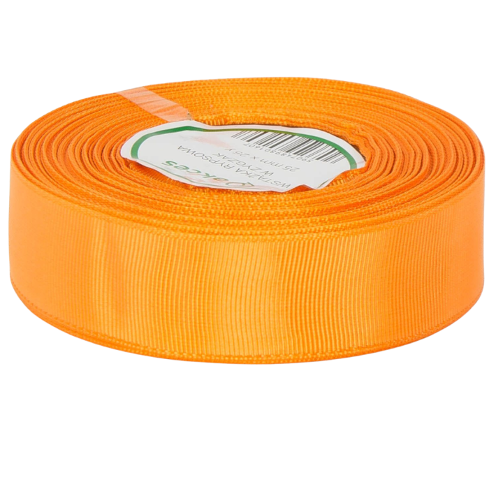 Wstążka rypsowa 25mm 22mb jasnopomarańczowa