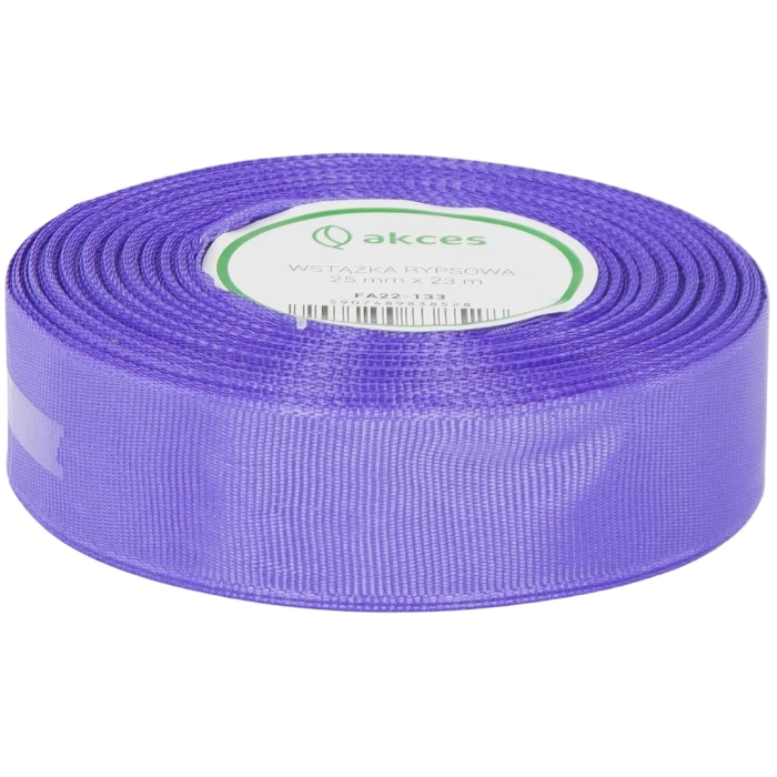 Wstążka rypsowa 25mm 22mb jasnofioletowa