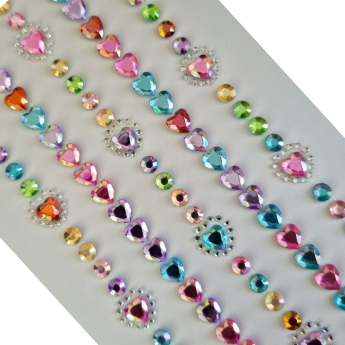 [553121] Kryształki opalizujące kółka i serduszka kolorowe 5 pasków