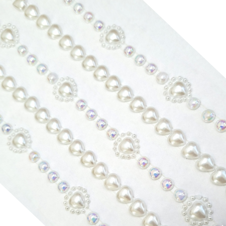 [553123] Perełki dekoracyjne kółka i serduszka perłowe 5 pasków