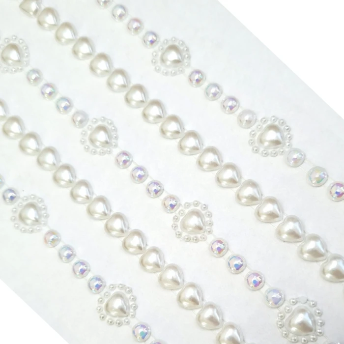 [553123] Perełki dekoracyjne kółka i serduszka perłowe 5 pasków