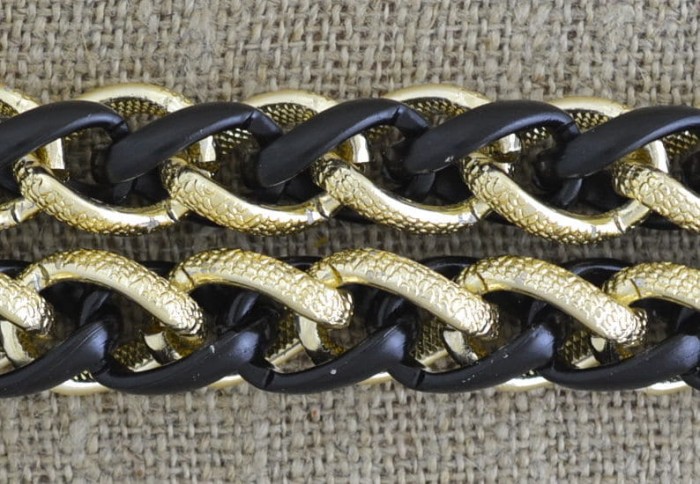 [11019] Łańcuszek ozdobny podwójny czarny 15mm 10cm