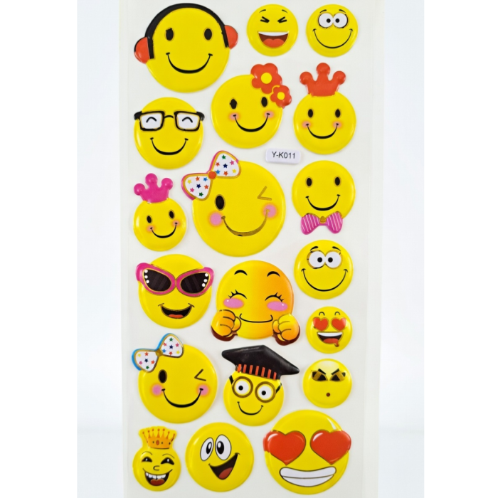 [594yk011] Naklejki wypukłe buźki mix XI