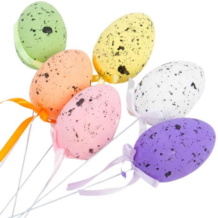 [wfp1001] Jajka nakrapiane na druciku 7x5cm kolorowe 6szt