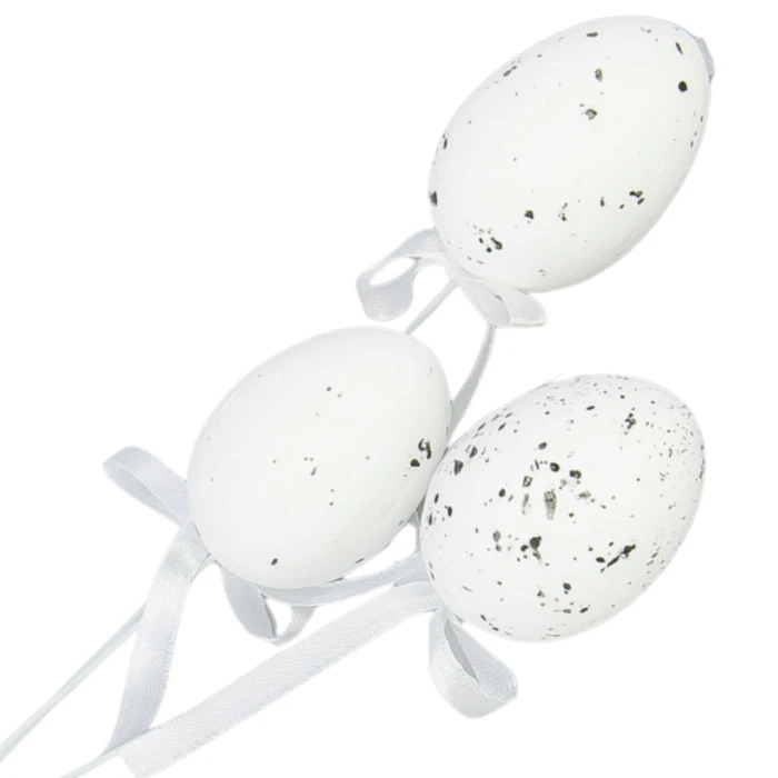 [wfp1002] Jajka nakrapiane na druciku 7x5cm białe 6szt