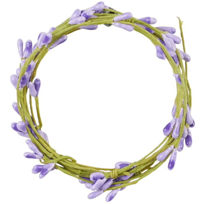 [68th6003] Dekoracja wiosenna kółeczko 10cm z fioletowymi kuleczkami