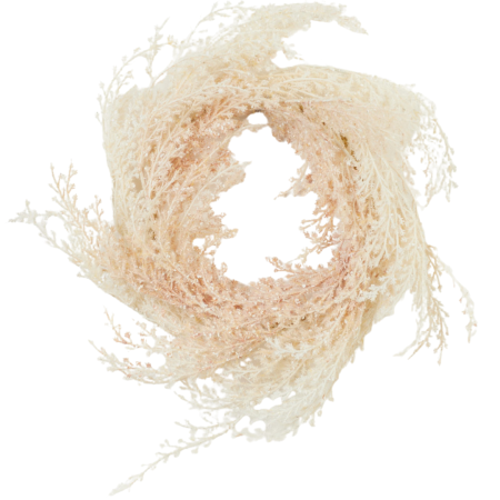 [68th7901] Wianek wiosenny z brzoskwiniowo-śmietankowych gałązek 40cm