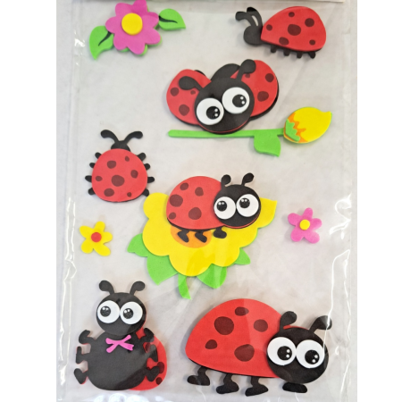 [594146] Naklejki z pianki mix biedronki i kwiatki