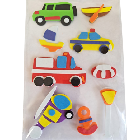 [594149] Naklejki z pianki mix z autami i rakietami