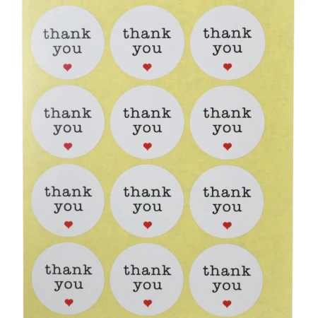 [72117] Naklejka z napisem "thank you" 38mm 12szt