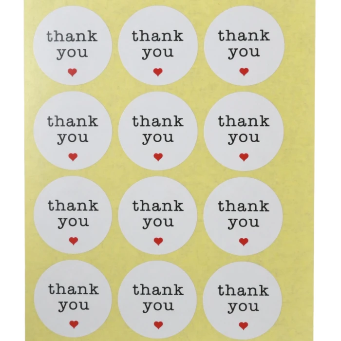 [72117] Naklejka z napisem "thank you" 38mm 12szt