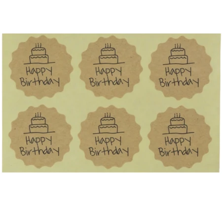 [72156] Naklejka z nadrukiem Happy Birthday 6szt