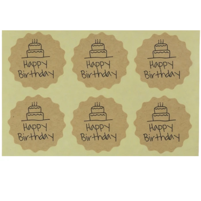 [72156] Naklejka z nadrukiem Happy Birthday 6szt